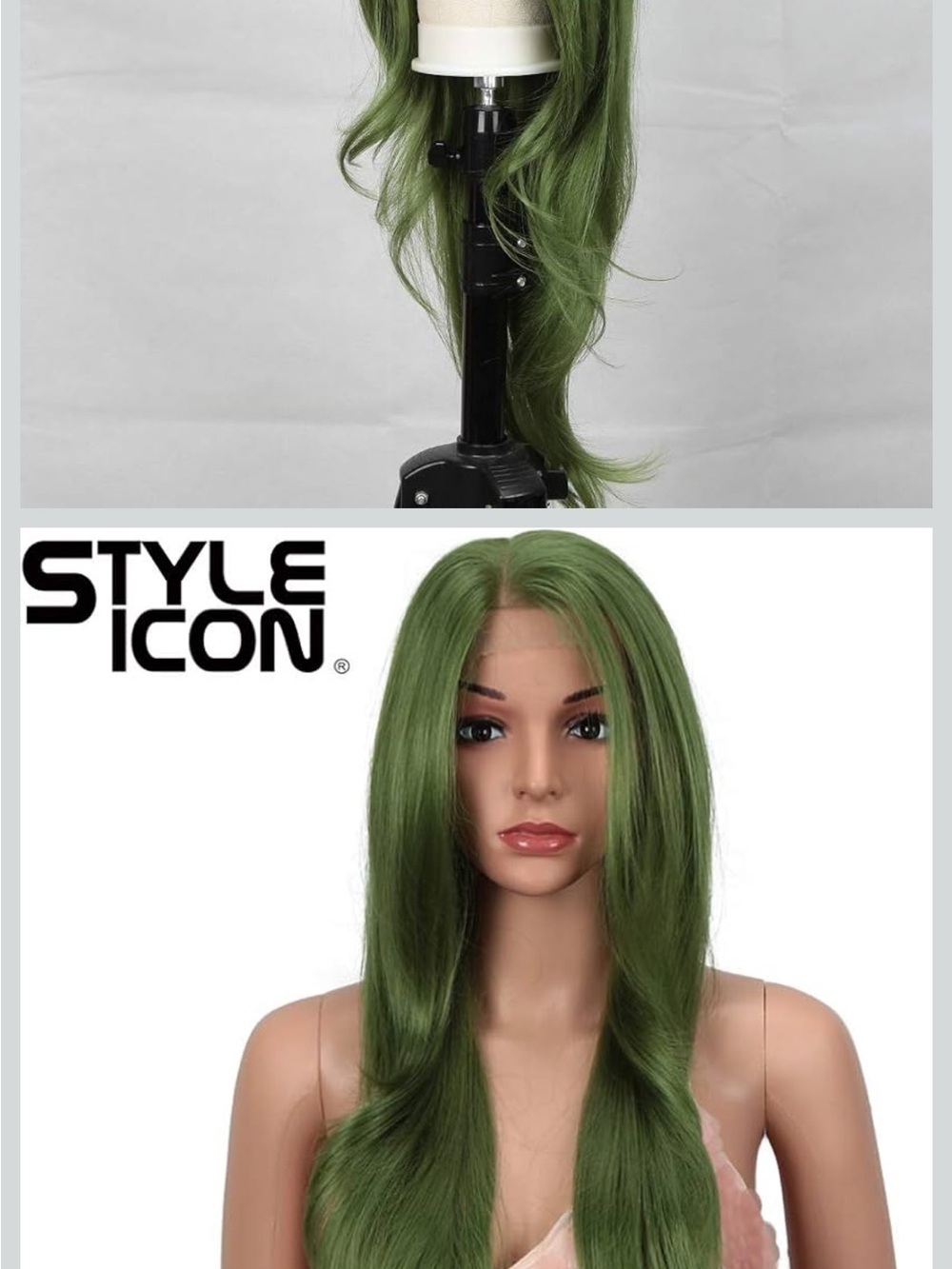 Women’s Style Icon Long Green Synthetic Wig - Straight Layers 28”